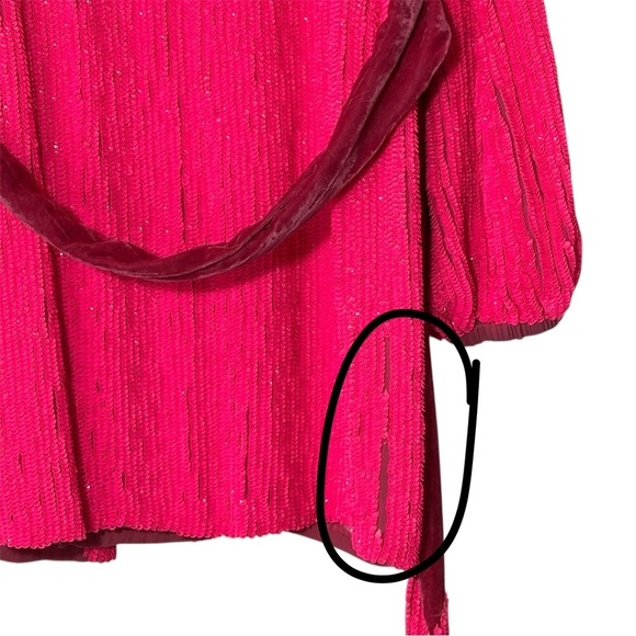 NWT Retrofete Gabrielle Sequin Wrap Robe Mini Dress in Hot Pink size S V Neck - Picture 9 of 16